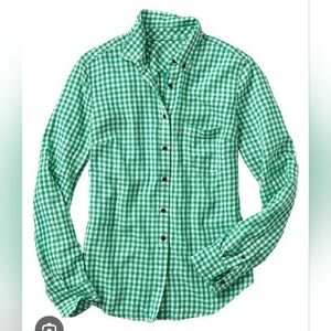 GAP Shrunken Boyfriend Green Gingham Long Sleeve Button Up Shirt XL 100% Cotton